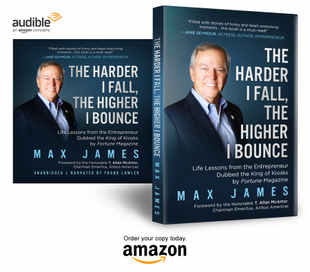 The Harder I Fall, The Higher I Bounce by Max James in both audio and hardback.
